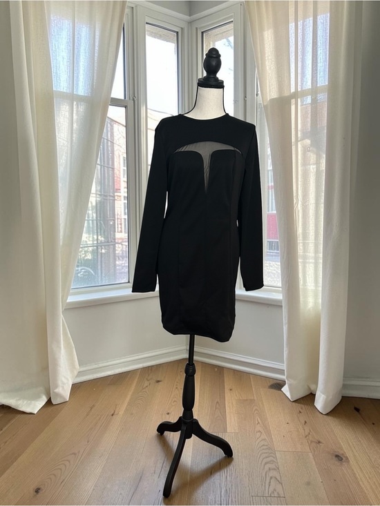 SHEIN Dresses & Skirts - NWT Black Long Sleeve Mesh Cutout Illusiin Bodycon Dress